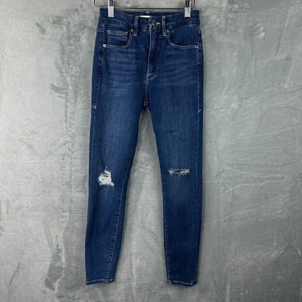 good american skinny jeans womens blue stretch denim 00/24